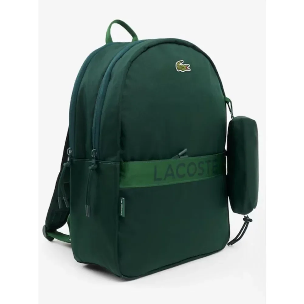 LACOSTE HUNTER GREEN SINOPLE BACKPACK PENCIL CASE Unisex 3 pocket